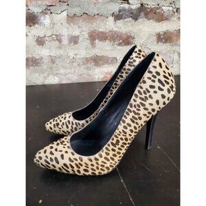 Steve Madden Heels 8.5 Cheetah Print Fur Cow Hair Pumps Tan Brown Stiletto